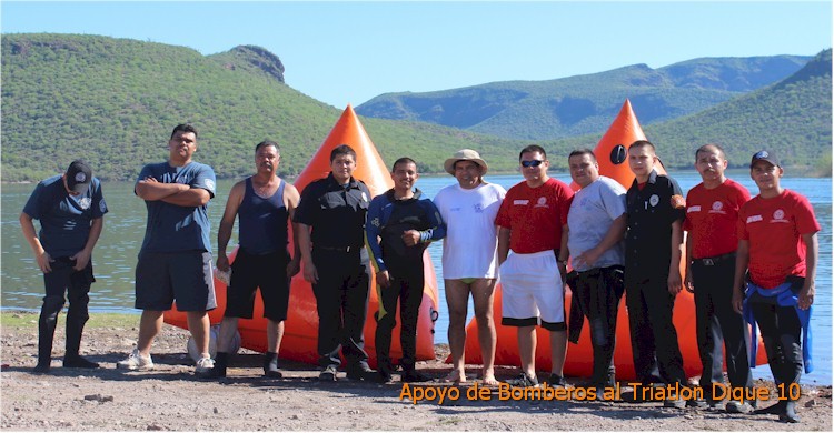 Triatln Dique 10: elementos de bomberos que participaron en el operativo (no estan todos los que vinieron)