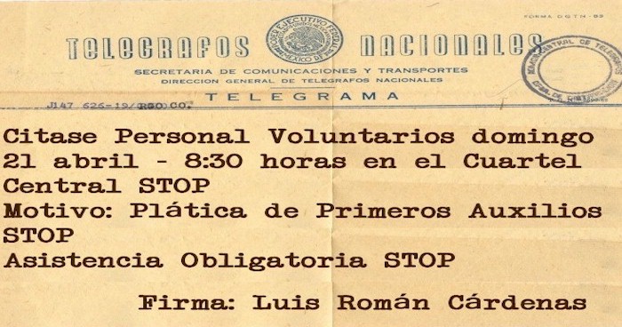 Citatorio al Personal Voluntario para el domingo 21 de Abril a las 08:30 horas en el Cuartel Central