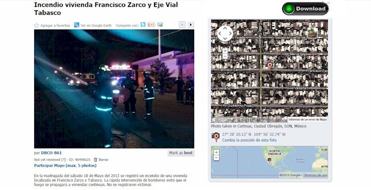 Descargue para ver la ubicacin satelital del incidente
